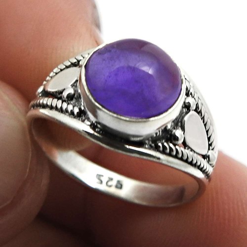 Amethyst Gemstone Ring Size 7 925 Solid Sterling Silver Jewelry C37