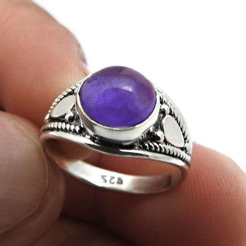 Amethyst Gemstone Ring Size 5.5 925 Sterling Silver Jewelry G37