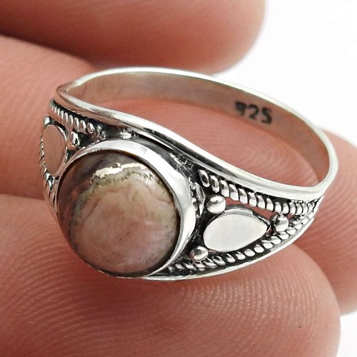 Rhodochrosite Gemstone Ring Size 7 925 Sterling Silver Jewelry K37