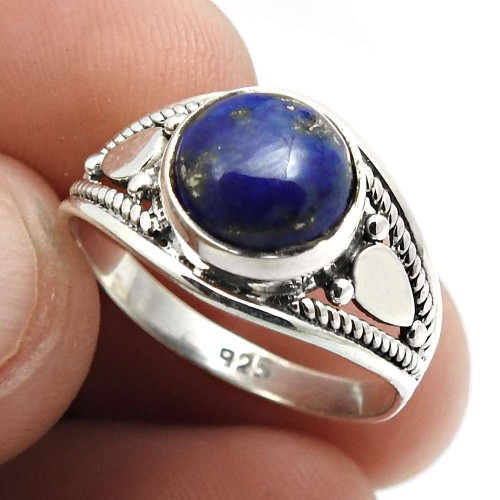 Lapis Gemstone Jewelry 925 Solid Sterling Silver Ring Size 7 C39