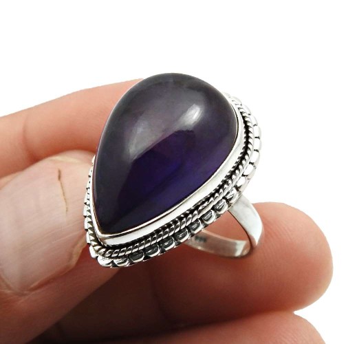 Wedding Gift 925 Sterling Silver Jewelry Amethyst Gemstone Ring Size 6 A42