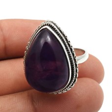 925 Sterling Fine Silver Jewelry Amethyst Gemstone Ring Size 7 B42