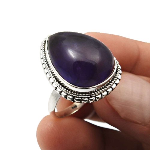 Amethyst Gemstone Jewelry 925 Solid Sterling Silver Ring Size 8 C42