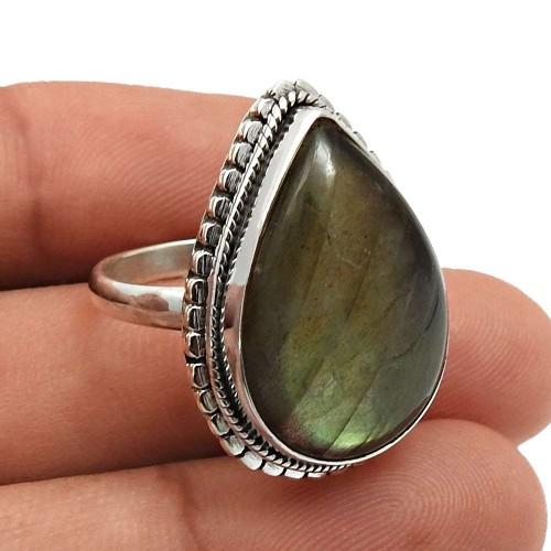 Labradorite Gemstone Ring Size 7 925 Sterling Silver Jewelry I40