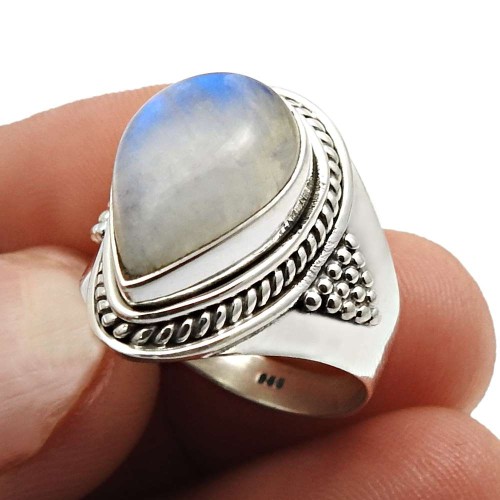 Rainbow Moonstone Gemstone Ring Size 7 925 Sterling Silver Jewelry C44