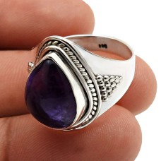 Amethyst Gemstone Jewelry 925 Sterling Silver Ring Size 6 B45