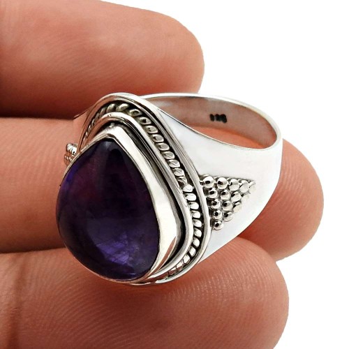 Amethyst Gemstone Ring Size 8 925 Solid Sterling Silver Jewelry F45