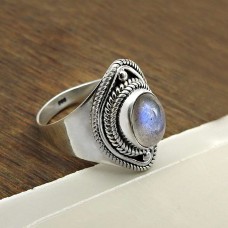 Labradorite Gemstone Jewelry 925 Sterling Silver Ring Size 8 H45