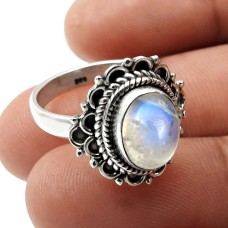 Rainbow Moonstone Gemstone Ring Size 8 925 Sterling Silver Fine Jewelry F52