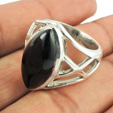 Lustrous Black Onyx Gemstone 925 Sterling Silver Fashion Ring Jewellery