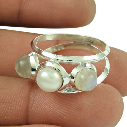 Very Light! 925 Silver Rainbow, Pearl Ring Fabricante