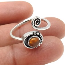 925 Sterling Fine Silver Jewelry Citrine Gemstone Ring Size 7.5 D16
