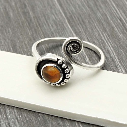 Citrine Gemstone Jewelry 925 Sterling Silver Ring Size 7 G16