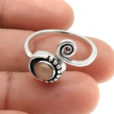 925 Sterling Fine Silver Jewelry Rose Quartz Gemstone Ring Size 6 R16