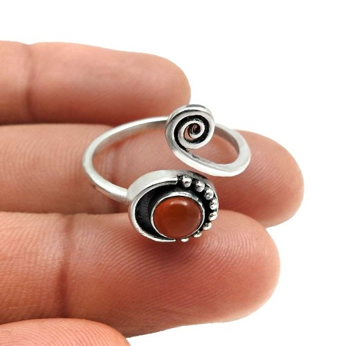 Carnelian Gemstone Jewelry 925 Solid Sterling Silver Ring Size 9 S16