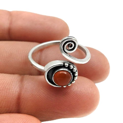 Carnelian Gemstone Jewelry 925 Solid Sterling Silver Ring Size 7 V16