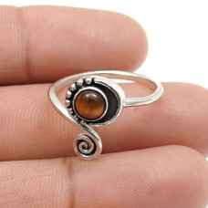 925 Sterling Fine Silver Jewelry Tiger'S Eye Gemstone Ring Size 7 Y16