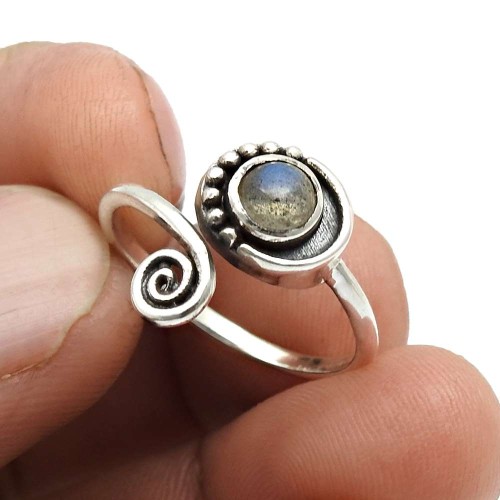 Labradorite Gemstone Ring Size 7 925 Sterling Silver Jewelry B14