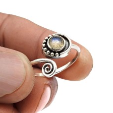 925 Sterling Fine Silver Jewelry Labradorite Gemstone Ring Size 7.5 F14