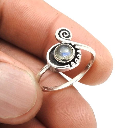 Labradorite Gemstone Ring Size 7 925 Sterling Silver Jewelry I14