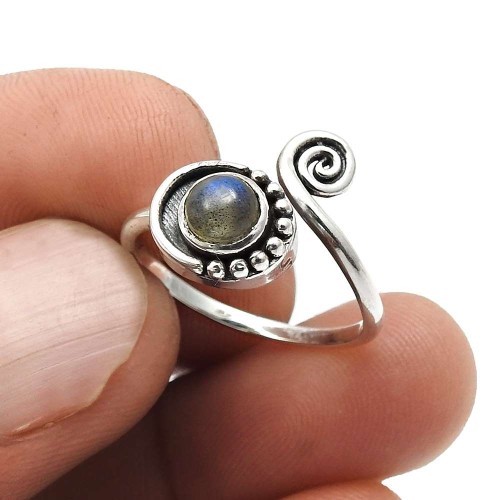 Labradorite Gemstone Jewelry 925 Sterling Silver Ring Size 6 K14