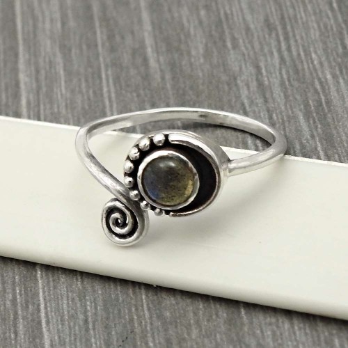 Labradorite Gemstone Jewelry 925 Fine Sterling Silver Ring Size 8 N14