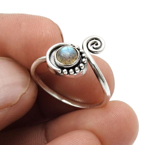 Labradorite Gemstone Jewelry 925 Sterling Silver Ring Size 8 O14