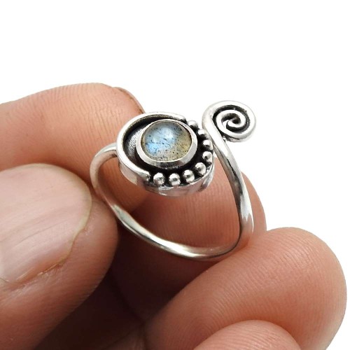 Labradorite Gemstone Jewelry 925 Sterling Silver Ring Size 5 P14