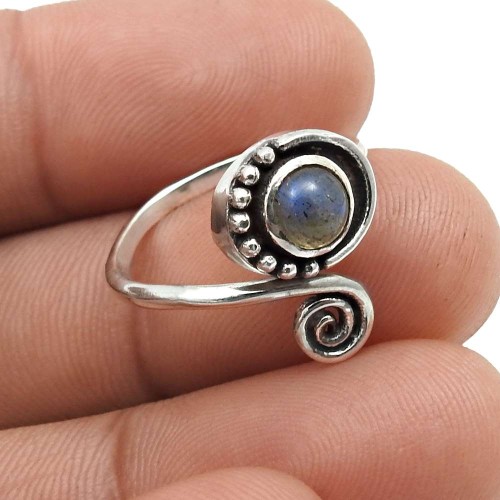 Labradorite Gemstone Ring Size 5.5 925 Sterling Silver Jewelry Q2