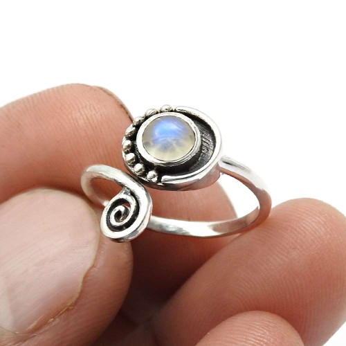 925 Sterling Silver Jewelry Rainbow Moonstone Gemstone Ring Size 8 G15