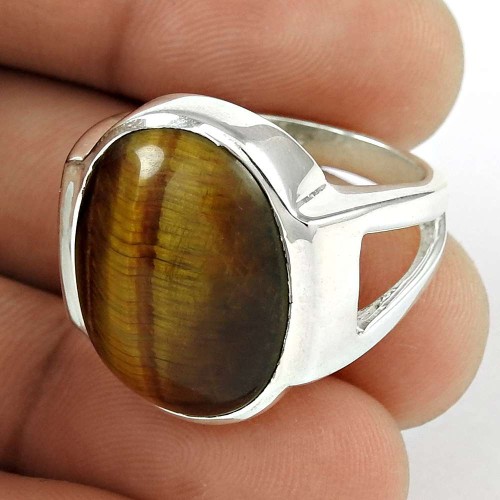 925 Sterling Silver Jewellery Beautiful Tiger Eye Gemstone Ring Exporter India