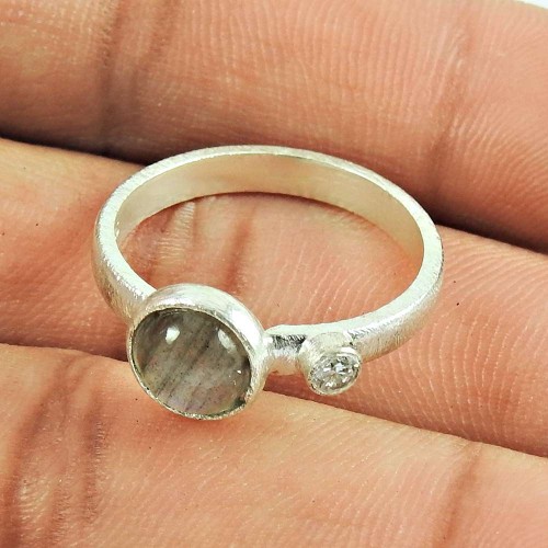 Sterling Silver Jewellery Charming Labradorite, CZ Gemstone Ring Großhandel