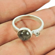 925 Silver Jewellery Designer Labradorite, CZ Gemstone Ring Exporter India