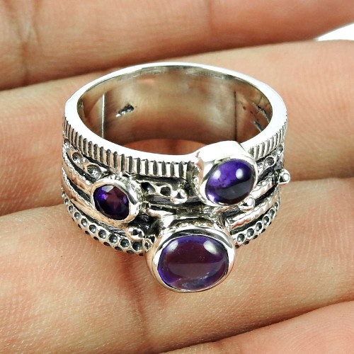 925 Sterling Silver Jewellery Trendy Amethyst Gemstone Ring Wholesaler