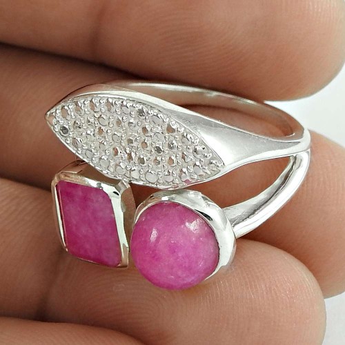 Rattling 925 Sterling Silver Pink Rainbow Moonstone Gemstone Ring Jewelry