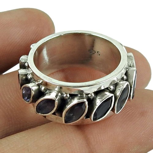 Lustrous Iolite Gemstone Ring 925 Sterling Silver Fashion Jewellery