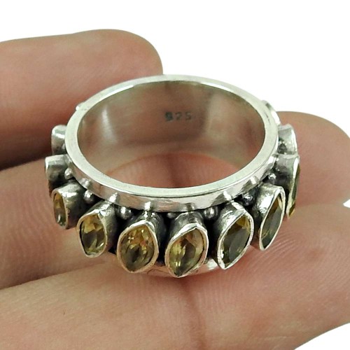 Daily Wear Citrine Gemstone Ring 925 Sterling Silver Fashion Jewellery