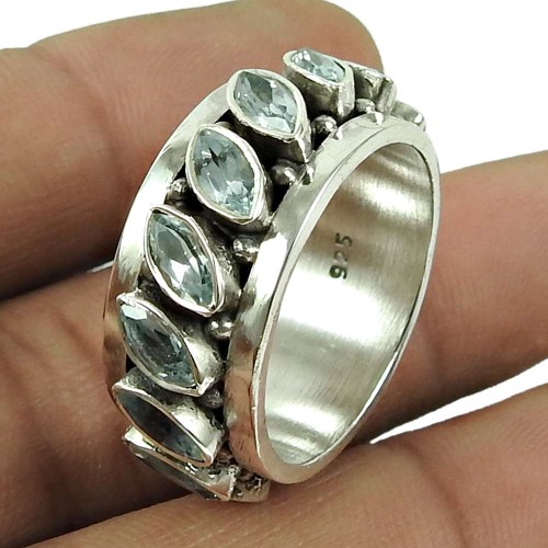 Pretty Blue Topaz Gemstone Ring 925 Sterling Silver Gemstone Jewellery