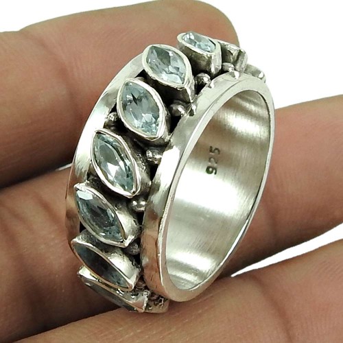 Stunning Blue Topaz Gemstone Ring 925 Silver Jewellery