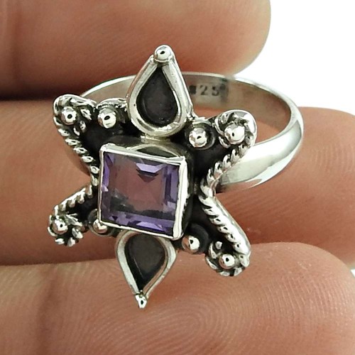 Designer Amethyst Gemstone Ring 925 Sterling Silver Indian Jewellery Wholesaling