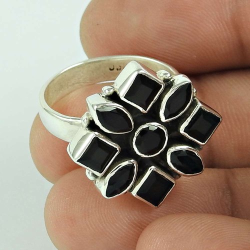 New Design!! 925 Silver Black CZ Ring