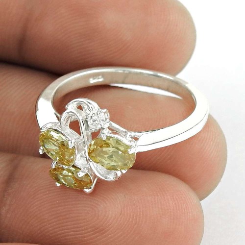 Lively Citrine CZ Sterling Silver Ring