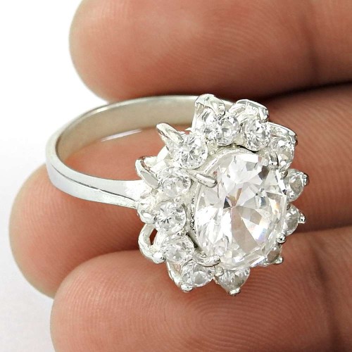 Deluxe Crystal, CZ Sterling Silver Ring