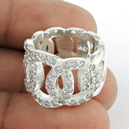 First Sight White C.Z Sterling Silver Ring Manufacturer India