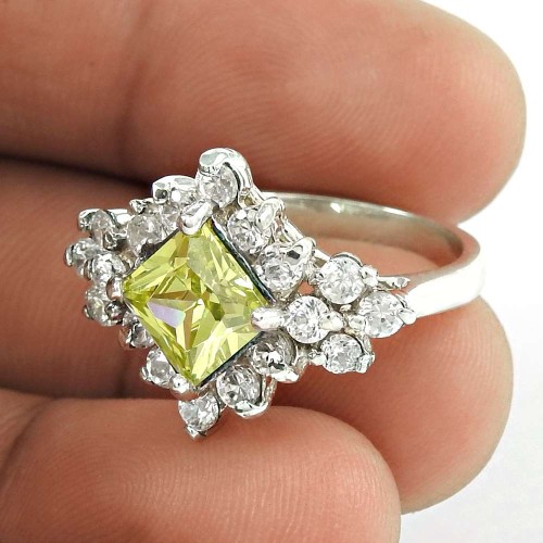 Very Light !! Yellow CZ, White CZ 925 Sterling Silver Ring De gros
