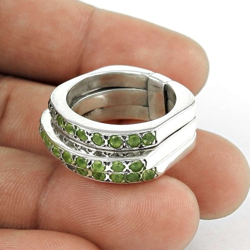 Designer ! Peridot Gemstone 925 Sterling Silver Ring