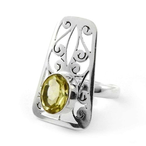 Awesome Style Of!! 925 Sterling Silver Lemon Topaz Ring
