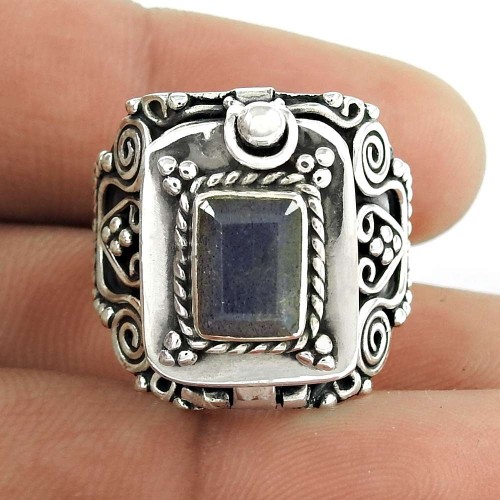 Excellent!! 925 Sterling Silver Labradorite Poison Ring