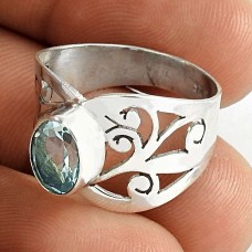 Love Circle !! Blue Topaz Gemstone 925 Sterling Silver Ring