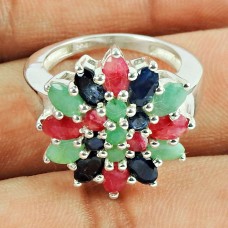 925 Silver Jewellery Rare Ruby, Emerald, Iolite Gemstone Ring Großhandel